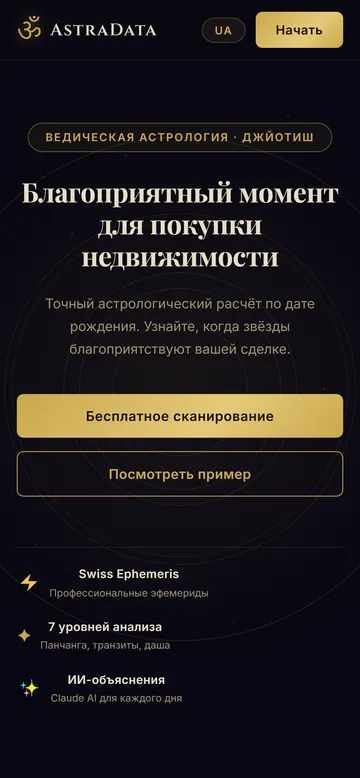 AstroData: сприятливі дати для нерухомості: головна
